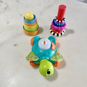 Bundle of 3 Toys Fisher Price Linkimals Turtle Toy ,Stacking Cup , Ring Stacker